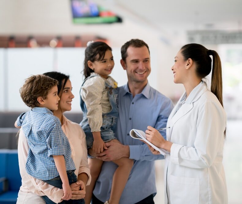 Family talking to a doctor